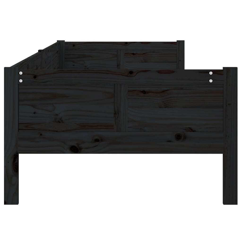 Day Bed without Mattress Black Solid Wood Pine 90x190 cm Single