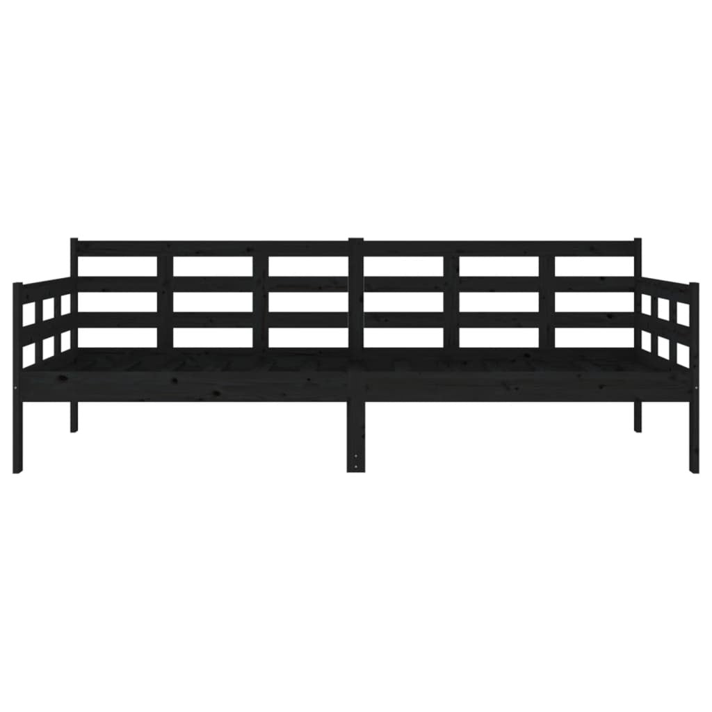 Day Bed without Mattress Black Solid Wood Pine 90x200 cm