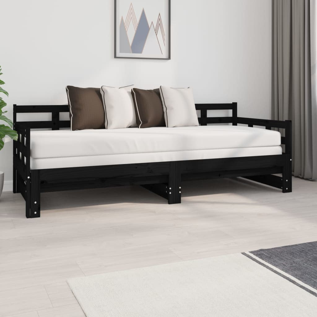 Pull-out Day Bed without Mattress Black 2x(80x200) cm