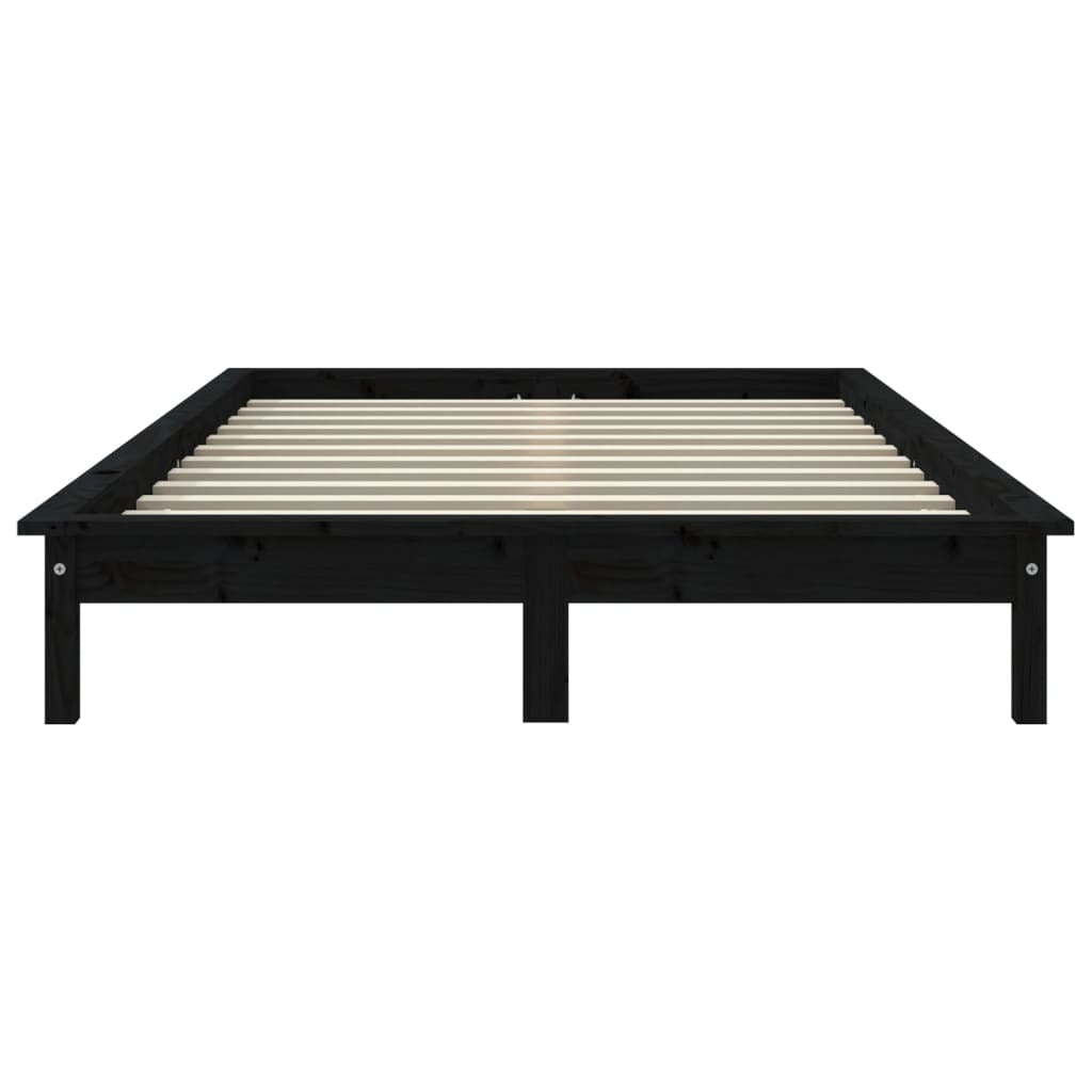 Bed Frame without Mattress Black Double Solid Wood