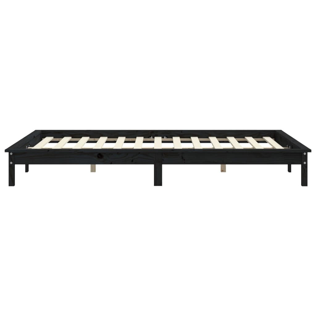 Bed Frame without Mattress Black Double Solid Wood