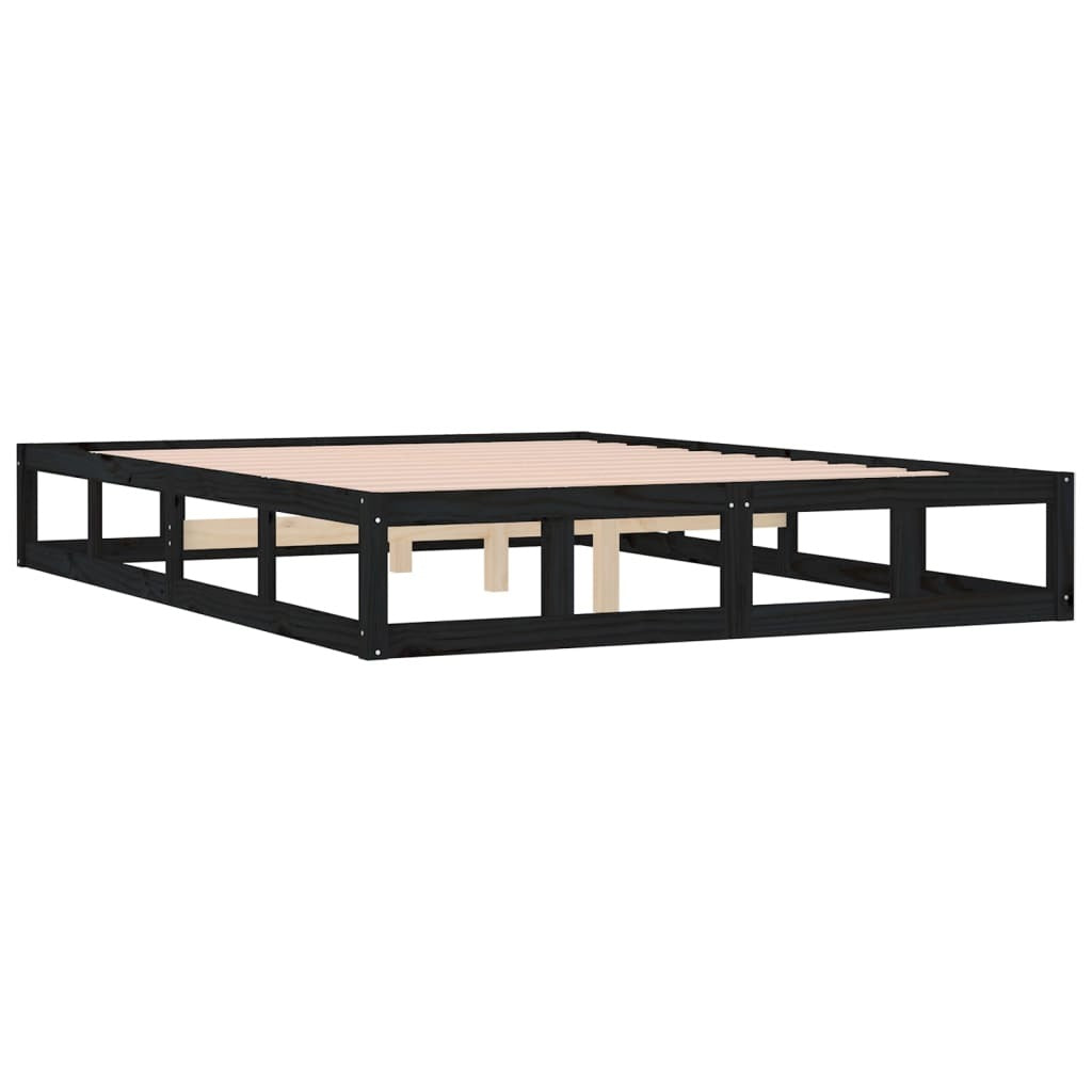 Bed Frame without Mattress Black 120x190 cm Small Double Solid Wood