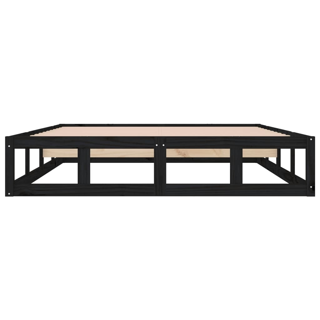 Bed Frame without Mattress Black 120x190 cm Small Double Solid Wood