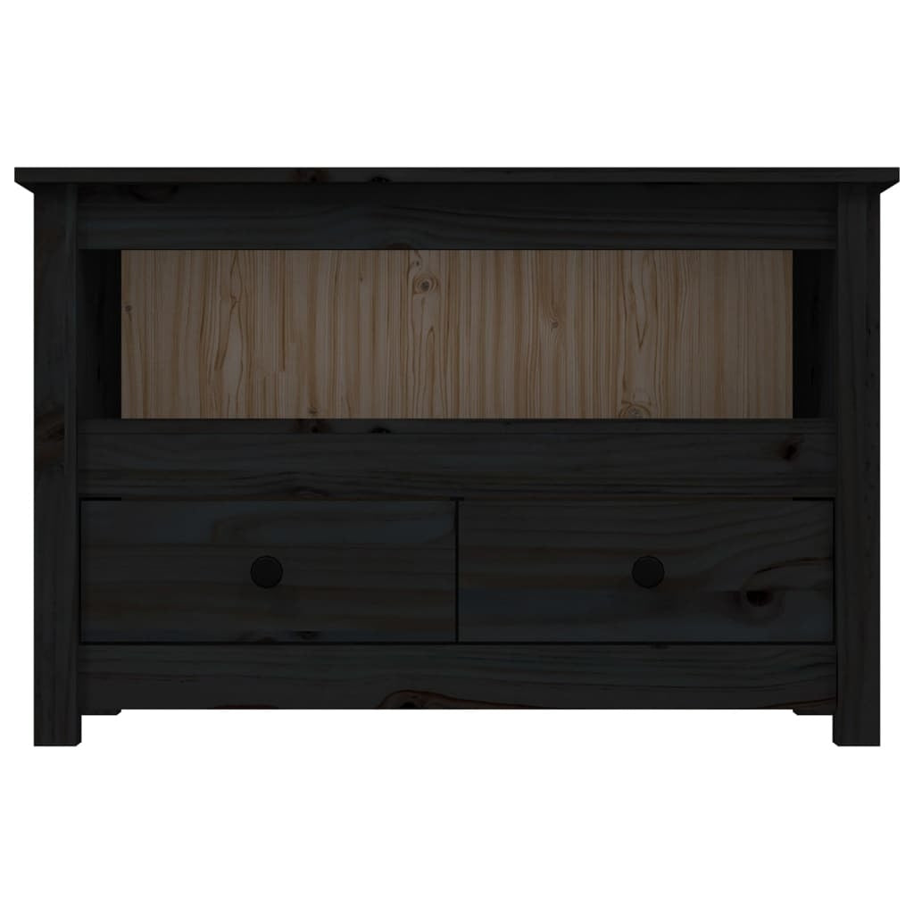 TV Cabinet Black 79x35x52 cm Solid Wood Pine