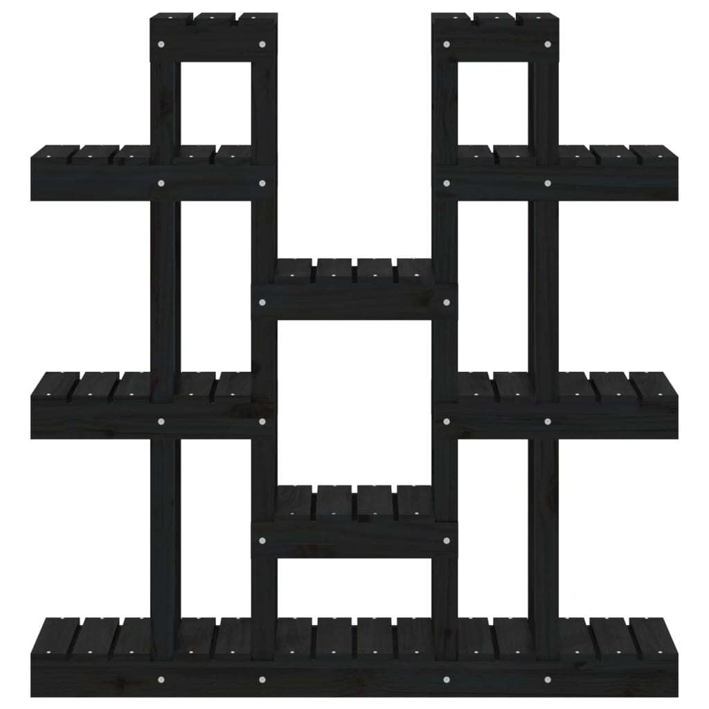 Plant Stand Black 104.5x25x109.5 cm Solid Wood Pine