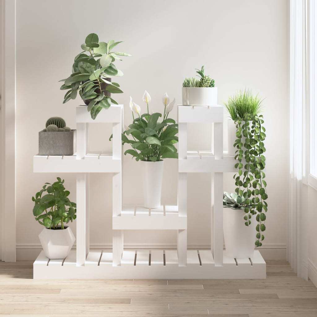 Plant Stand White 104.5x25x77.5 cm Solid Wood Pine