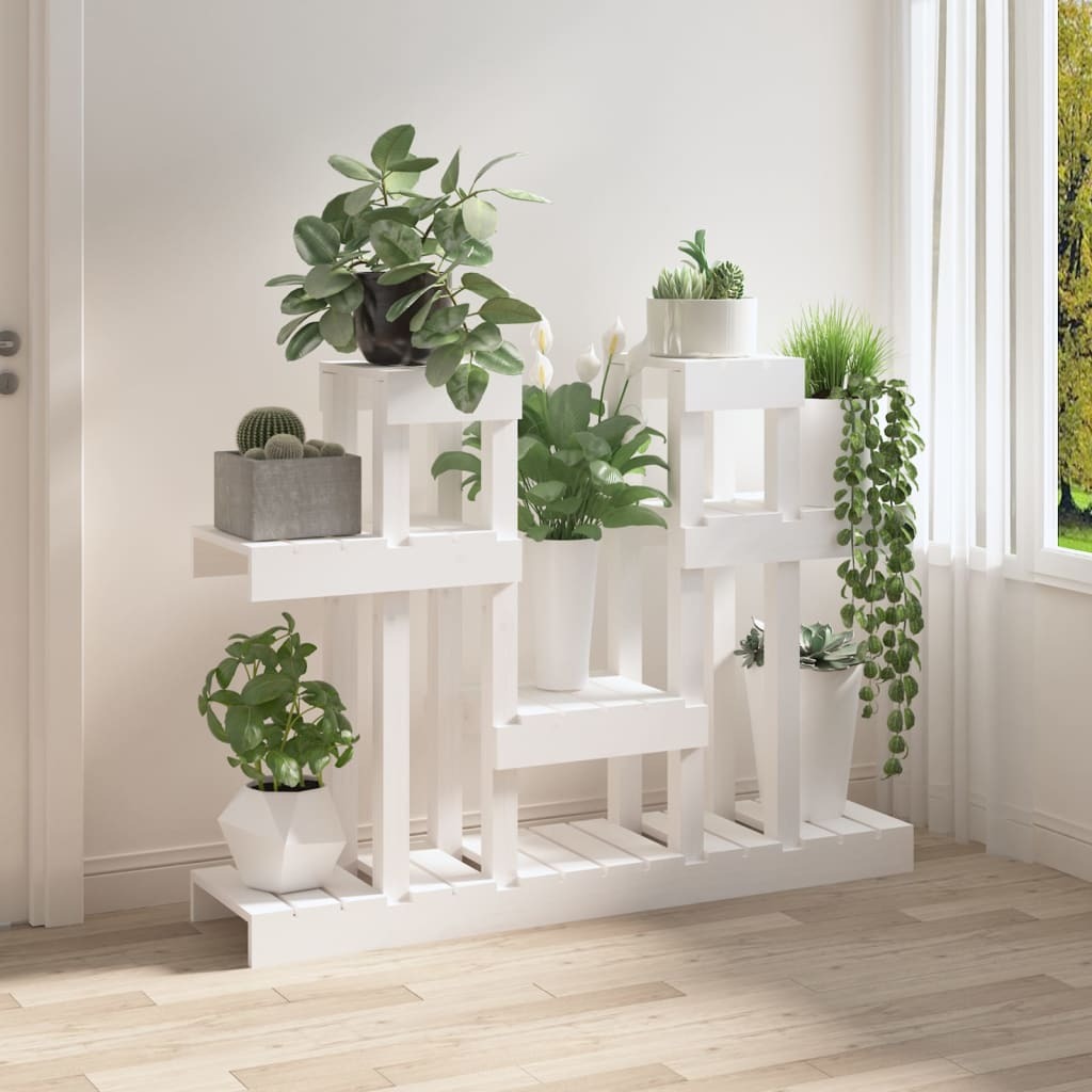 Plant Stand White 104.5x25x77.5 cm Solid Wood Pine