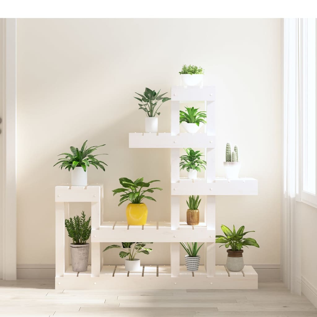Plant Stand White 92x25x97 cm Solid Wood Pine