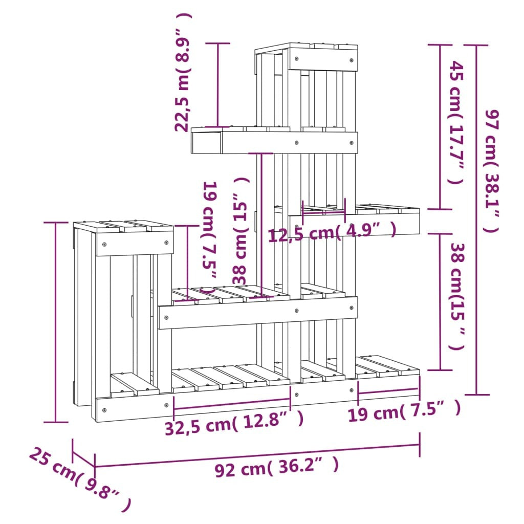 Plant Stand White 92x25x97 cm Solid Wood Pine
