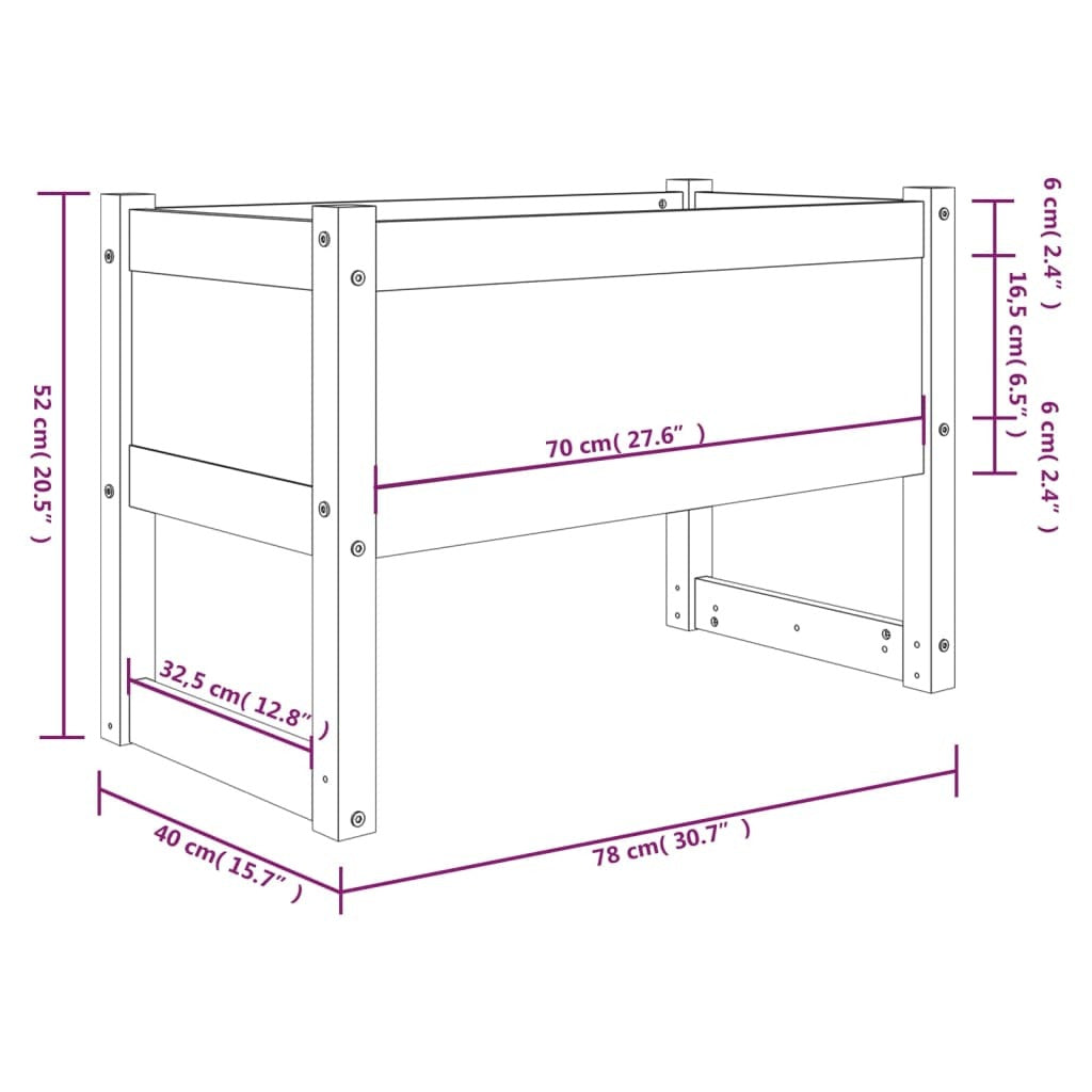 Planter White 78x40x52 cm Solid Wood Pine