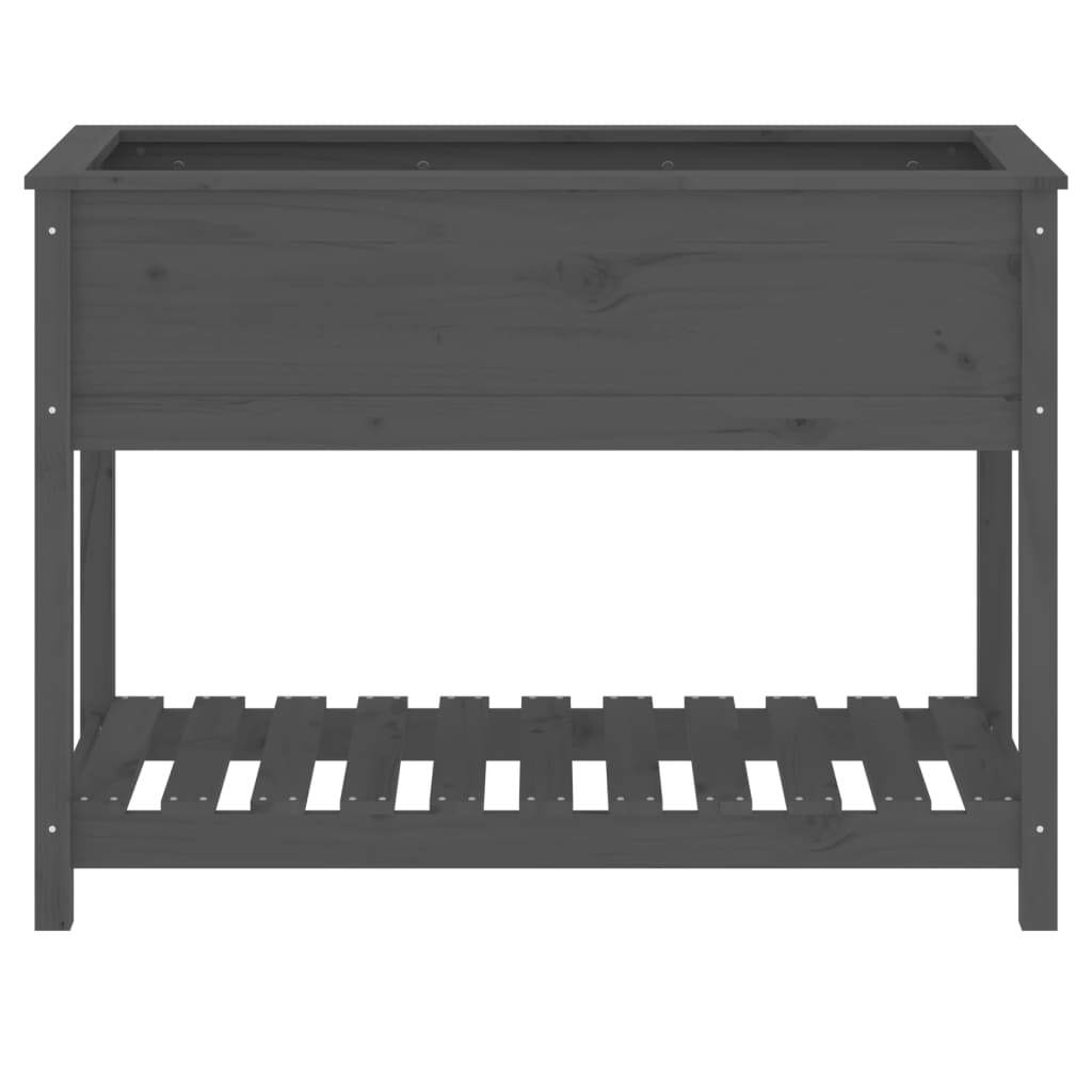 Planter with Shelf Grey 111.5x54x81 cm Solid Wood Pine