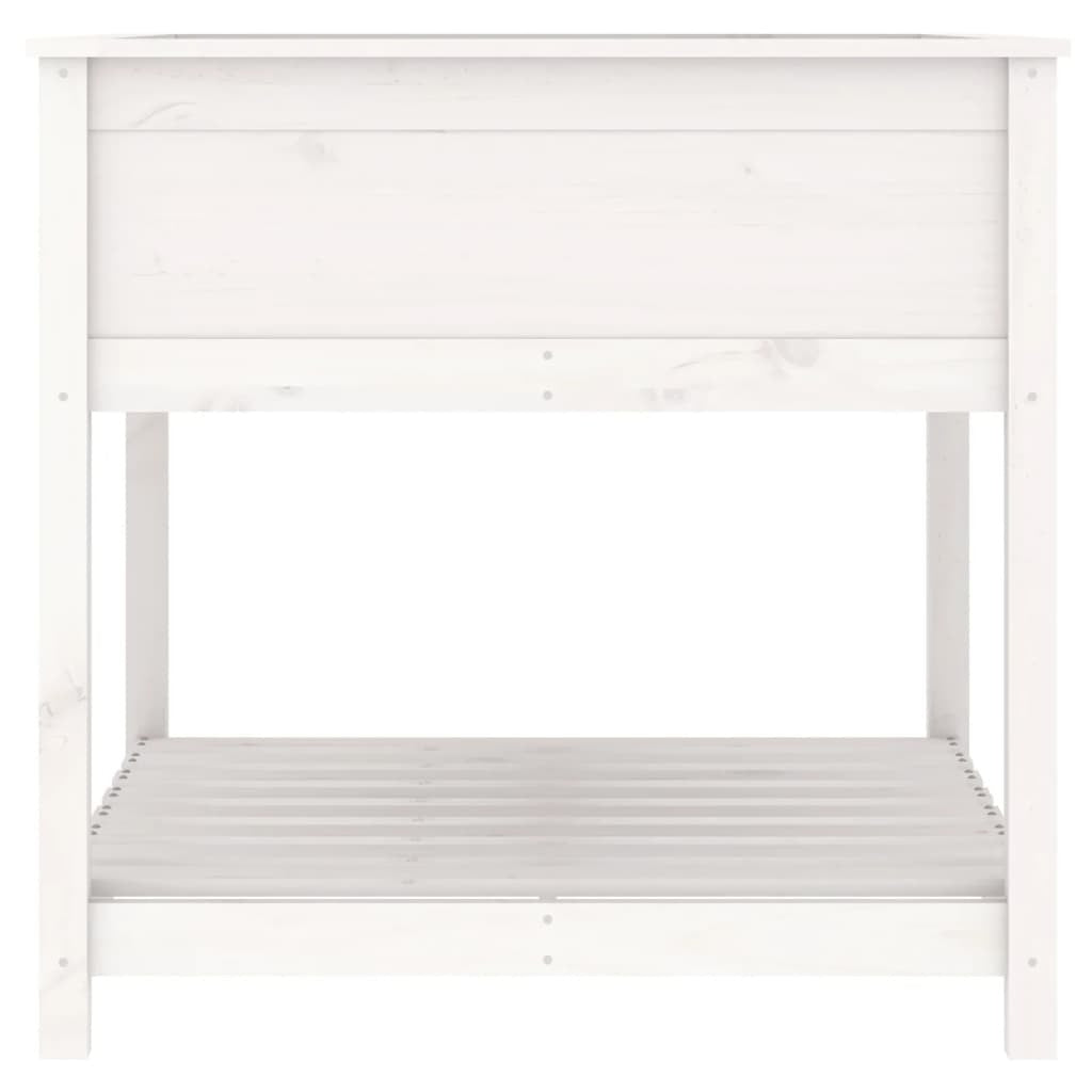 Planter with Shelf White 82.5x82.5x81 cm Solid Wood Pine