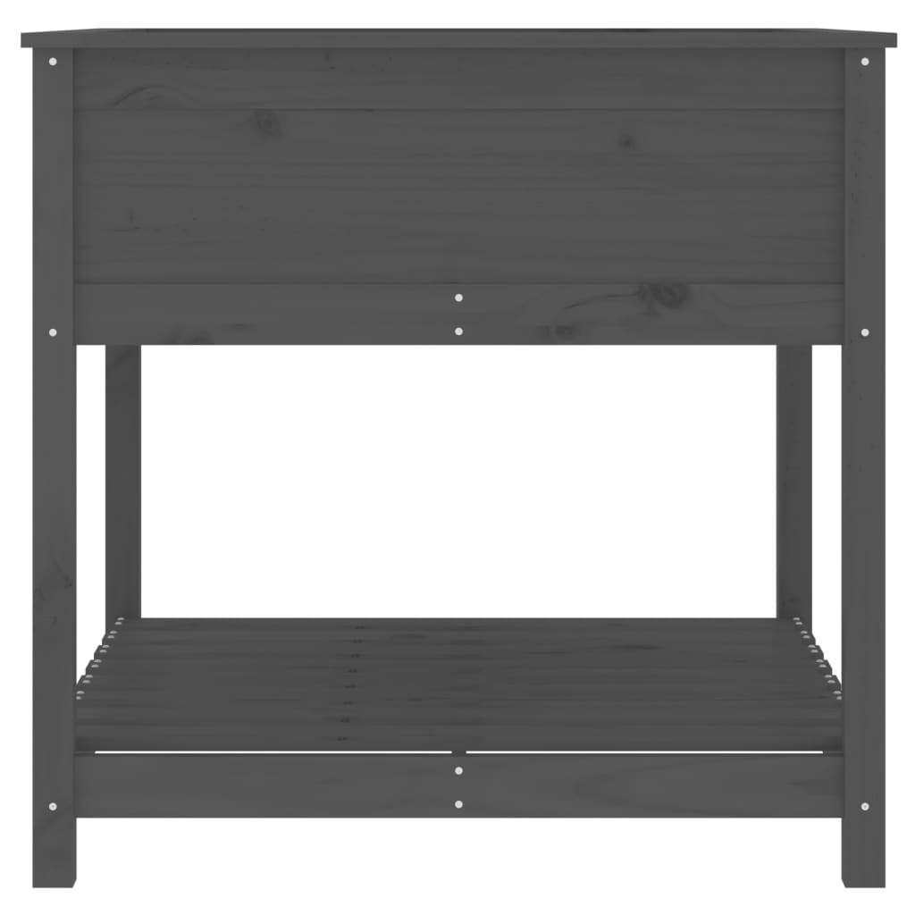 Planter with Shelf Grey 82.5x82.5x81 cm Solid Wood Pine