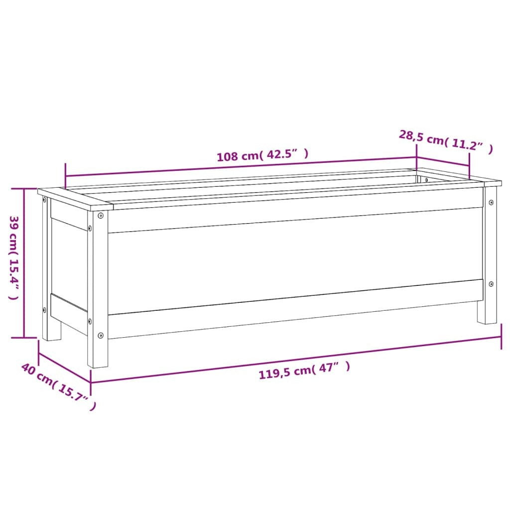 Garden Raised Bed 119.5x40x39 cm Solid Wood Douglas