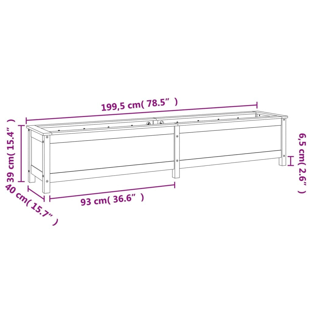 Garden Raised Bed 199.5x40x39 cm Solid Wood Pine