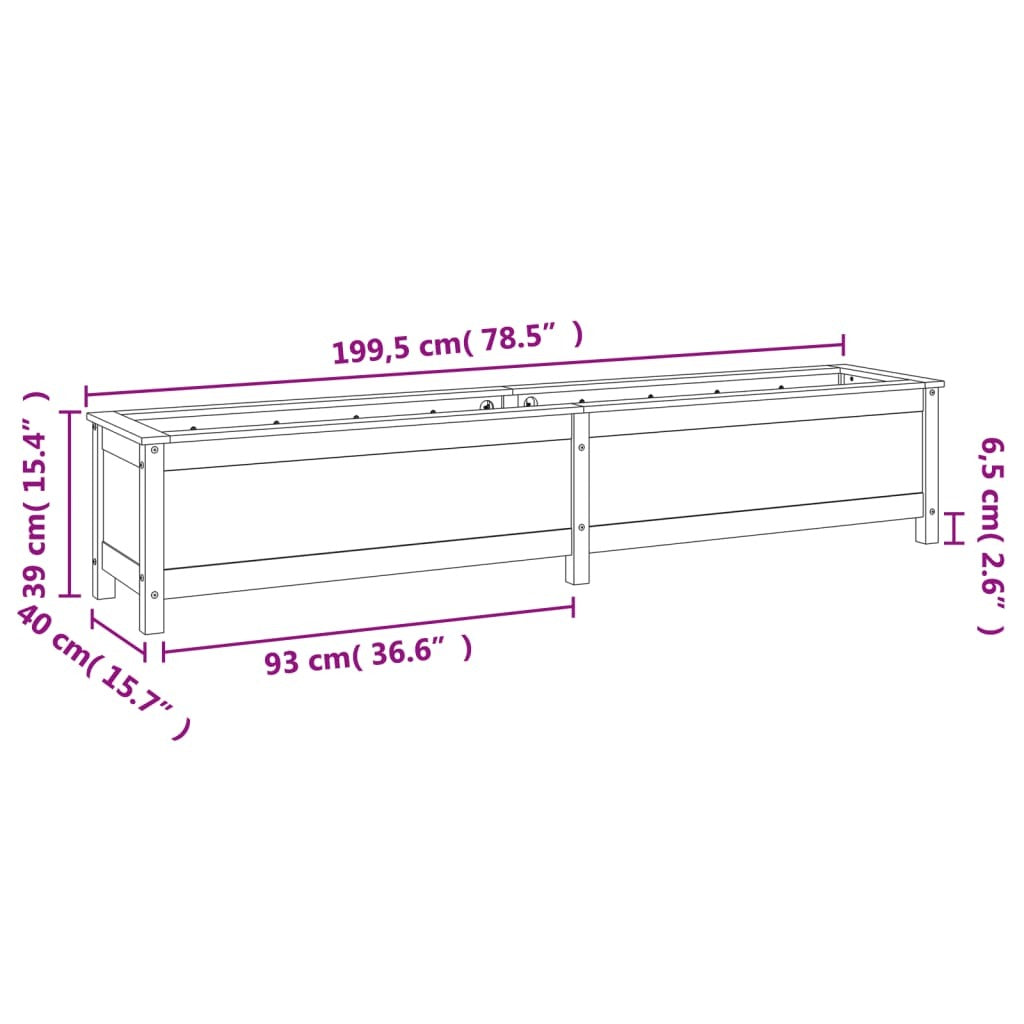 Garden Raised Bed 199.5x40x39 cm Solid Wood Douglas