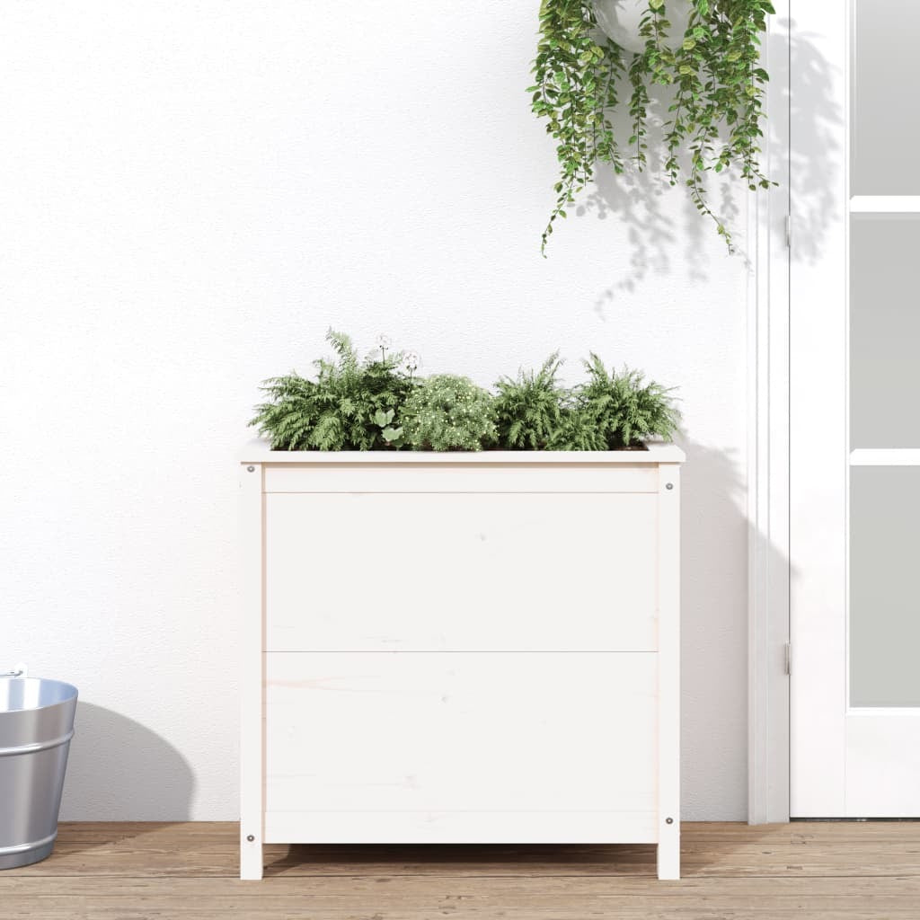 Garden Planter White 82.5x40x78 cm Solid Wood Pine