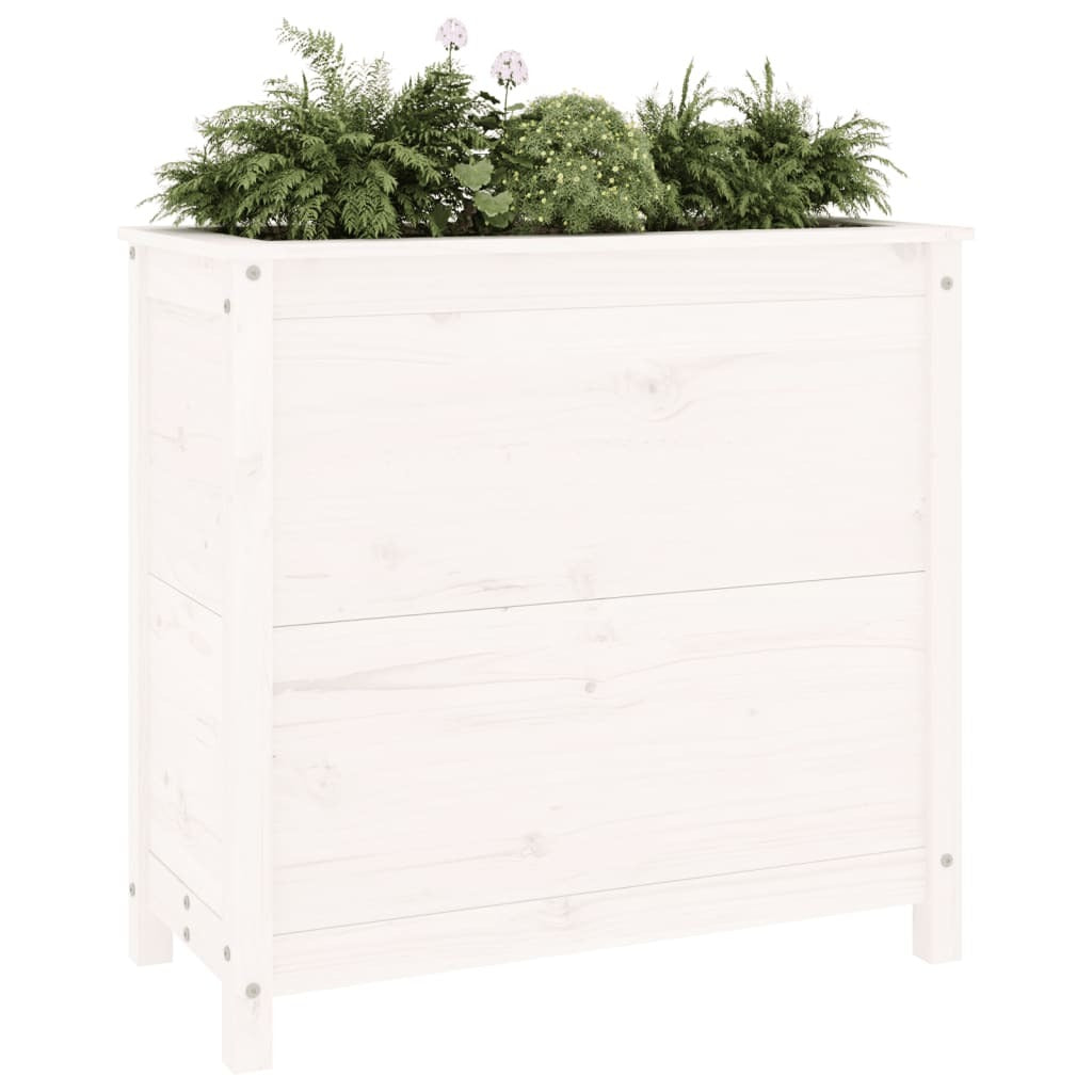 Garden Planter White 82.5x40x78 cm Solid Wood Pine