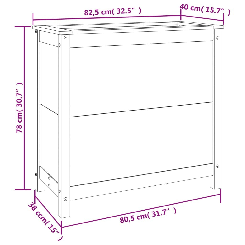 Garden Planter White 82.5x40x78 cm Solid Wood Pine