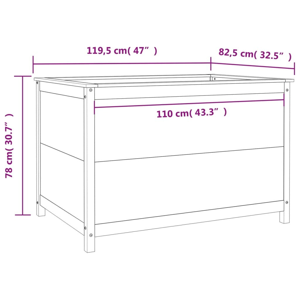 Garden Raised Bed Honey Brown 119.5x82.5x78 cm Solid Wood Pine