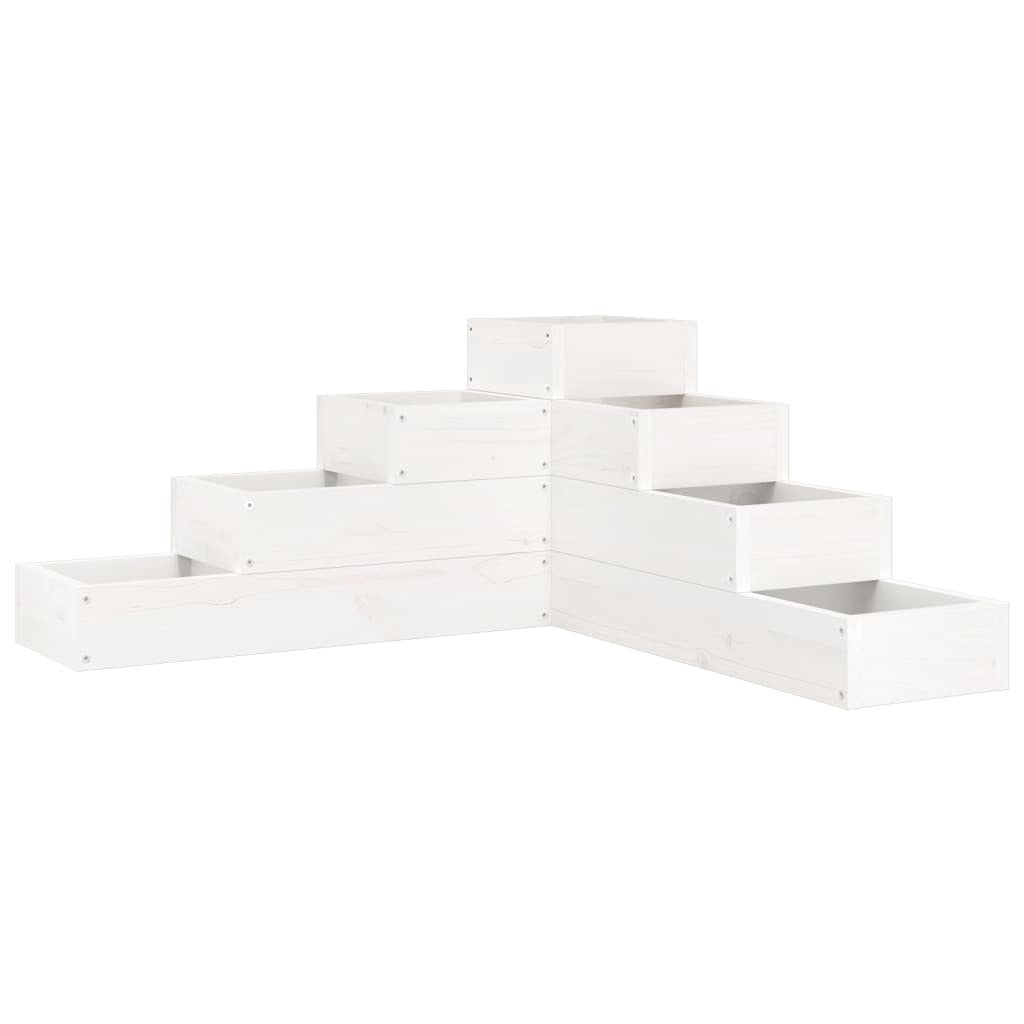 Garden Planter 4-Tier 80.5x79x36 cm White Solid Wood Pine