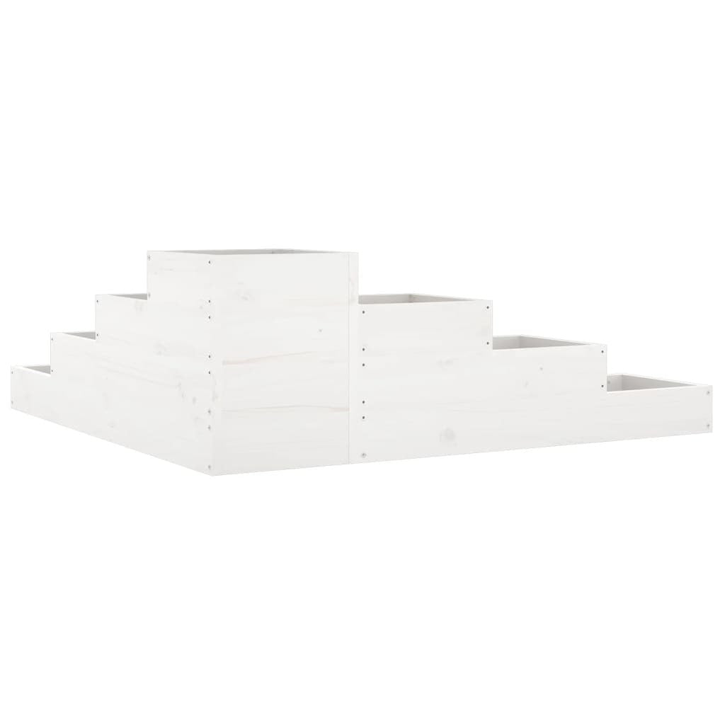 Garden Planter 4-Tier 106x104.5x36 cm White Solid Wood Pine