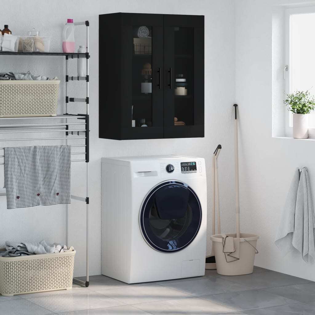 Wall Mounted Cabinet Black 69.5x34x90 cm