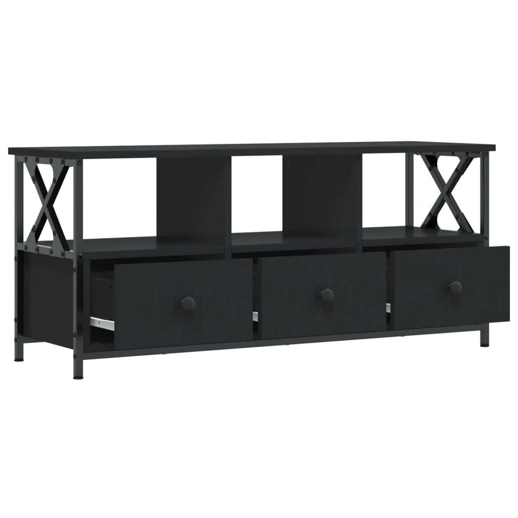 TV Cabinet Black 102x33x45 cm Engineered Wood&Iron