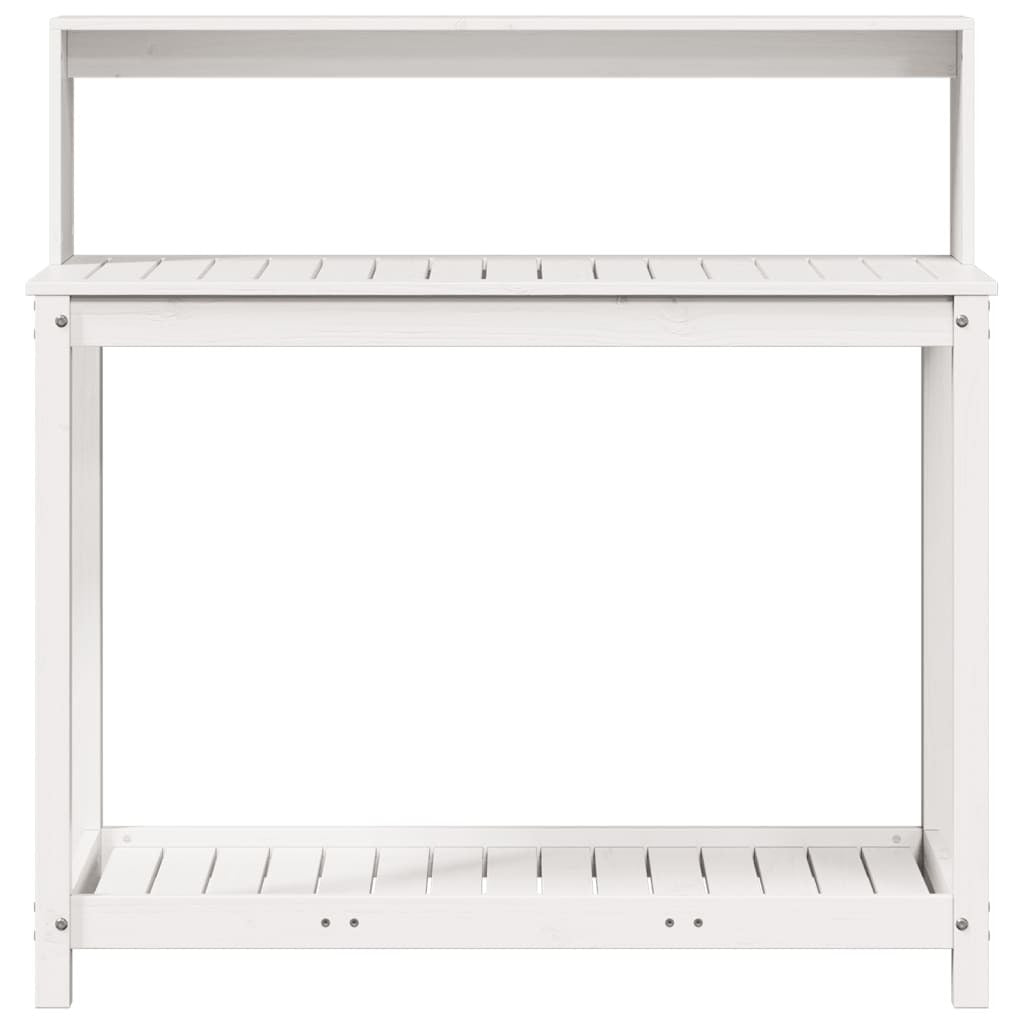 Potting Table with Shelves White 108x50x109.5 cm Solid Wood Pine