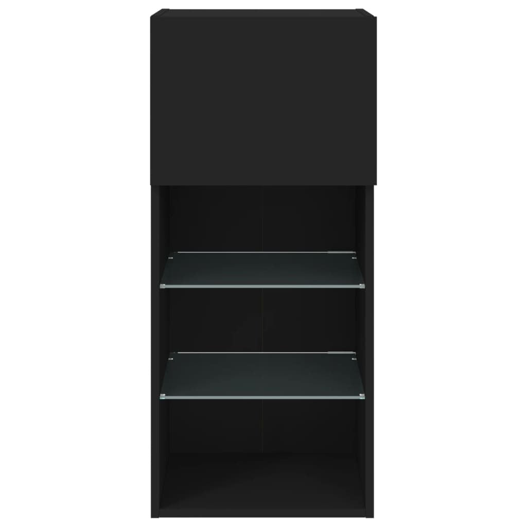 TV Cabinet with LED Lights Black 40.5x30x90 cm