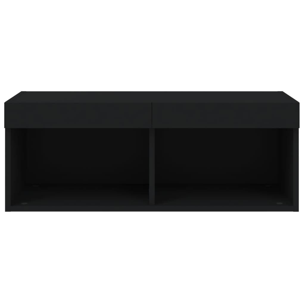 TV Cabinet with LED Lights Black 80x30x30 cm