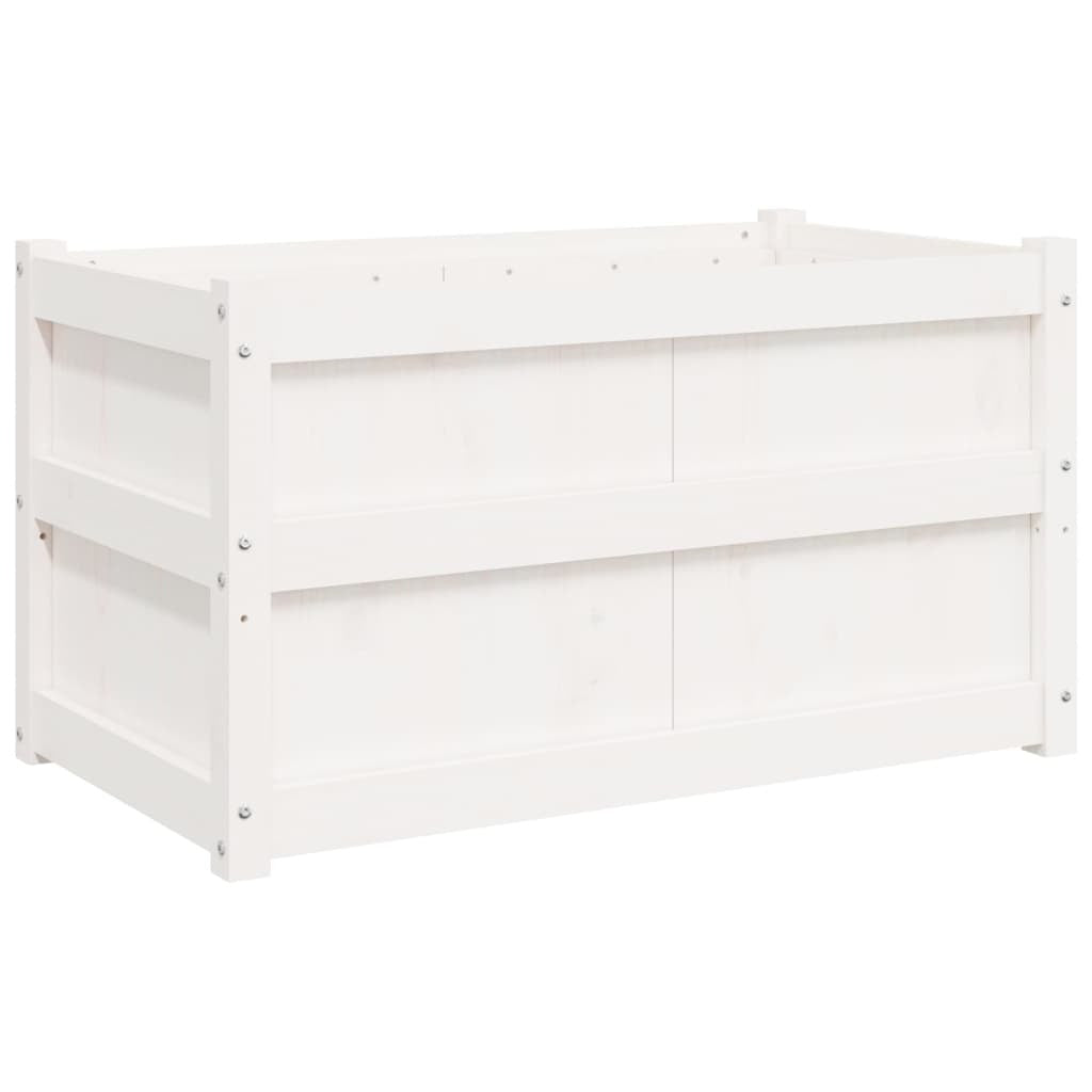 Garden Planters 2 pcs White Solid Wood Pine