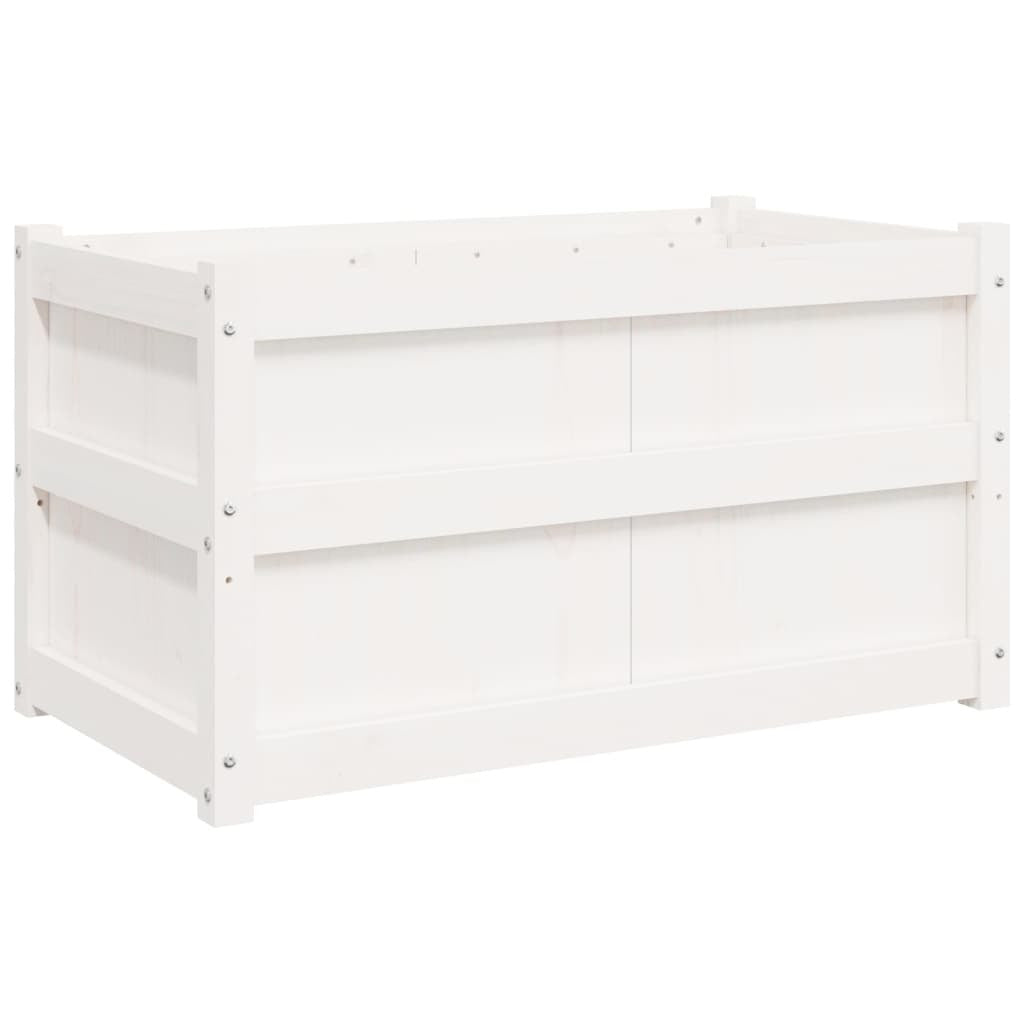 Garden Planters 2 pcs White Solid Wood Pine
