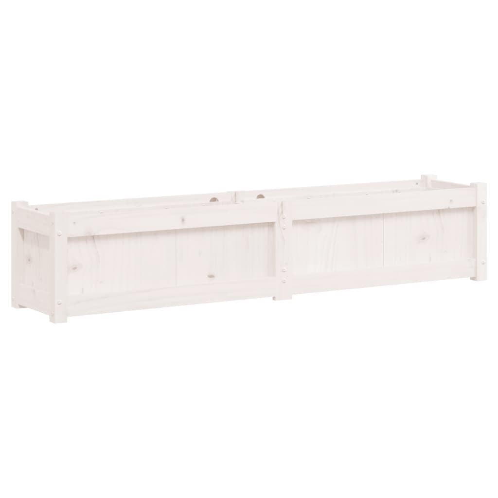 Garden Planters 2 pcs White Solid Wood Pine