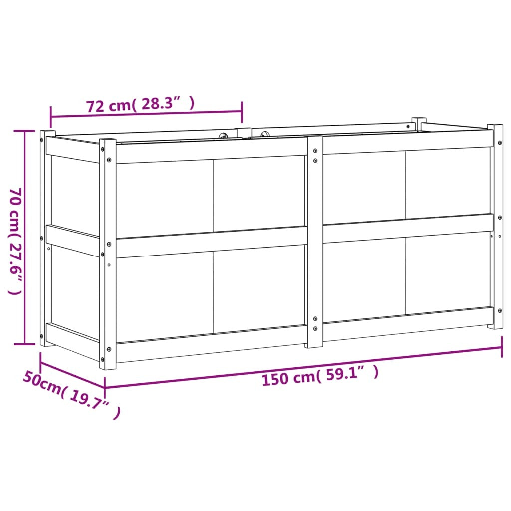 Garden Planter White 150x50x70 cm Solid Wood Pine