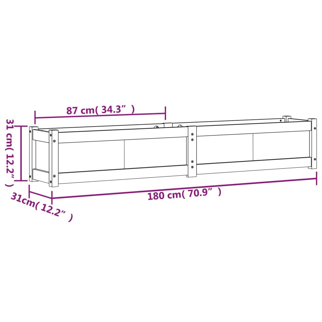 Garden Planter 180x31x31 cm Impregnated Wood Pine