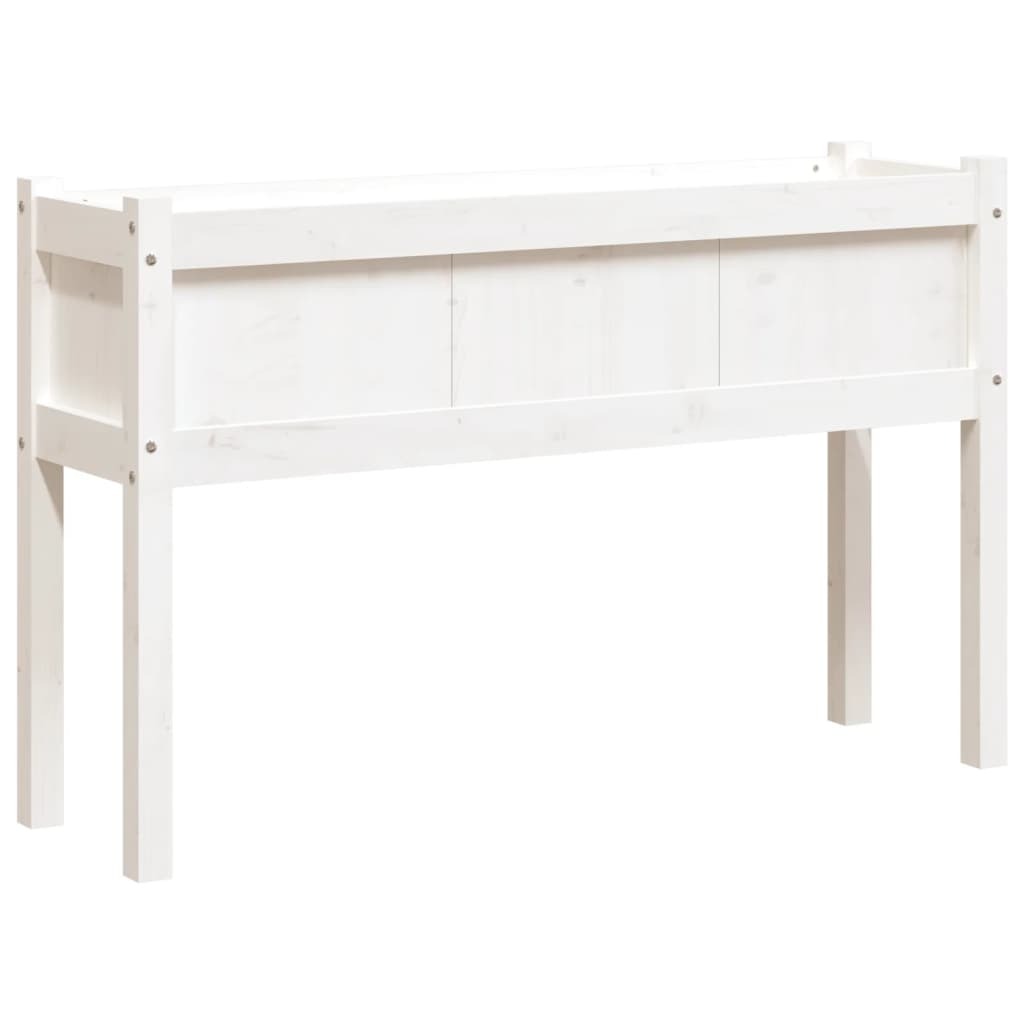Garden Planters 2 pcs with Legs White Solid Wood Pine