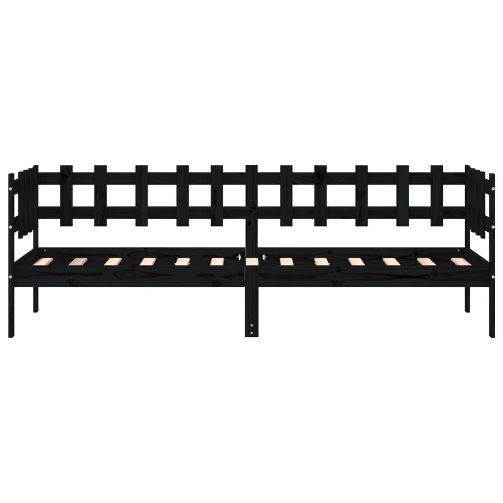Day Bed without Mattress Black 90x190 cm Single Solid Wood Pine