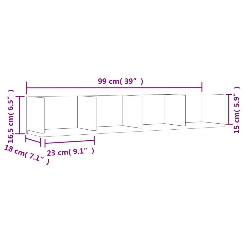 Wall Cabinets 2 pcs Black 99x18x16.5 cm Engineered Wood