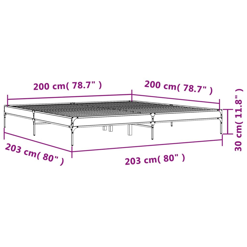 Bed Frame without Mattress Black 200x200 cm
