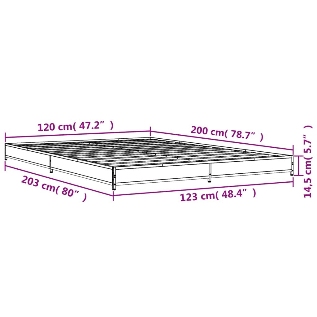 Bed Frame without Mattress Black 120x200 cm