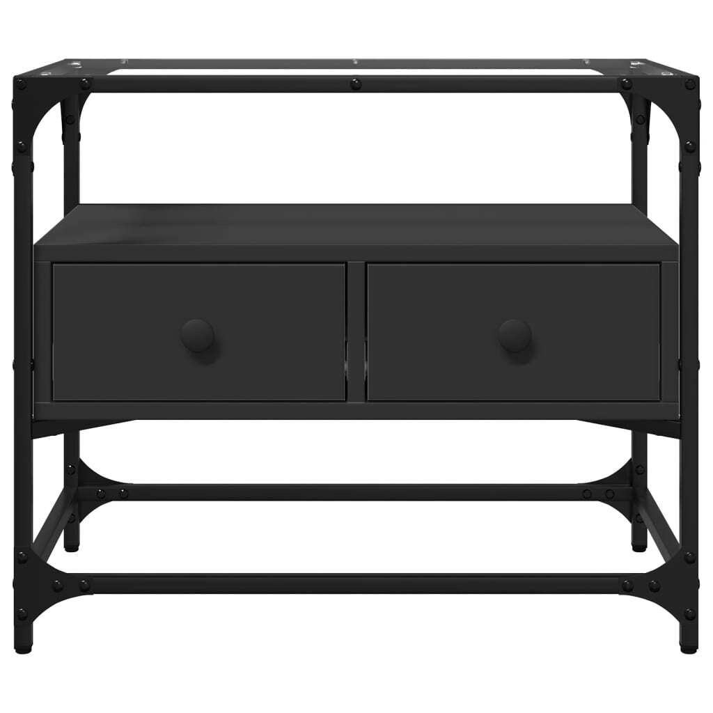 TV Cabinet with Glass Top Black 60x35x51 cm Engineered Wood