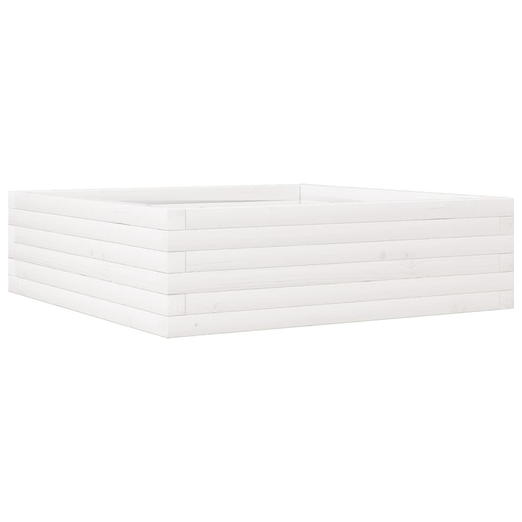 Garden Planter White 80x80x23 cm Solid Wood Pine