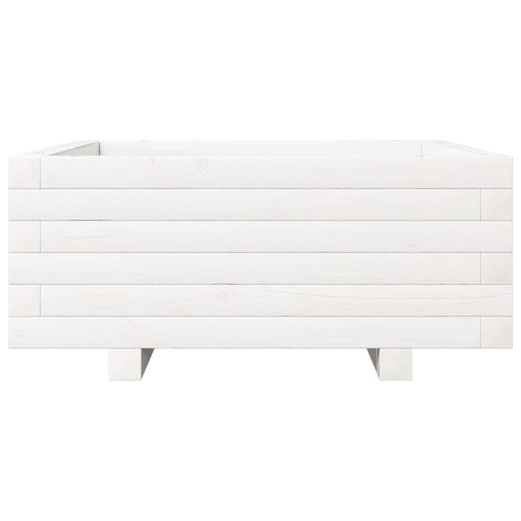 Garden Planter White 60x60x26.5 cm Solid Wood Pine