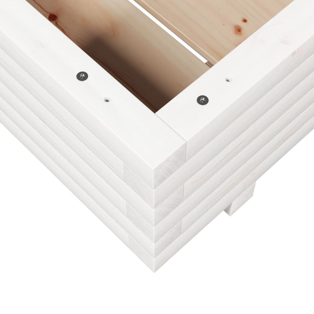 Garden Planter White 60x60x26.5 cm Solid Wood Pine