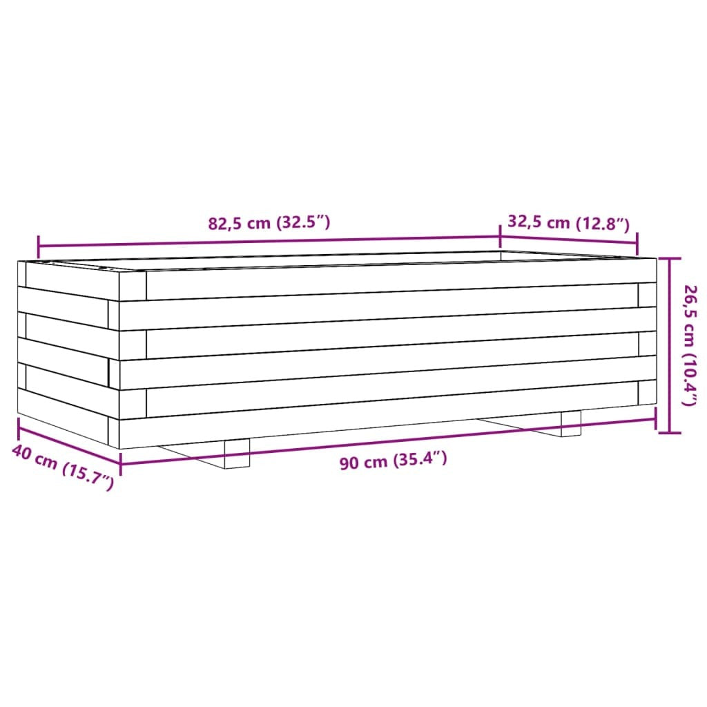Garden Planter Wax Brown 90x40x26.5 cm Solid Wood Pine