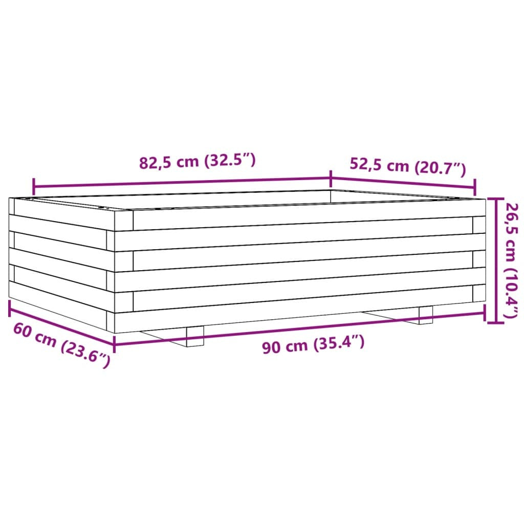 Garden Planter White 90x60x26.5 cm Solid Wood Pine