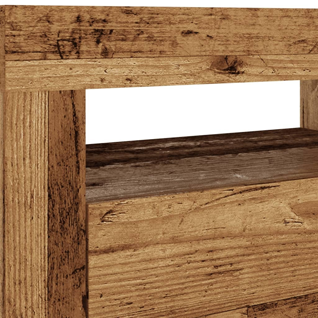 TV Cabinet with LED Lights Old Wood 120x35x40 cm Engineered Wood