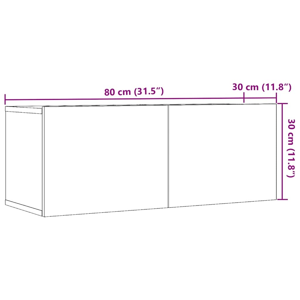 TV Cabinets Wall-mounted 2 pcs Old Wood 80x30x30 cm