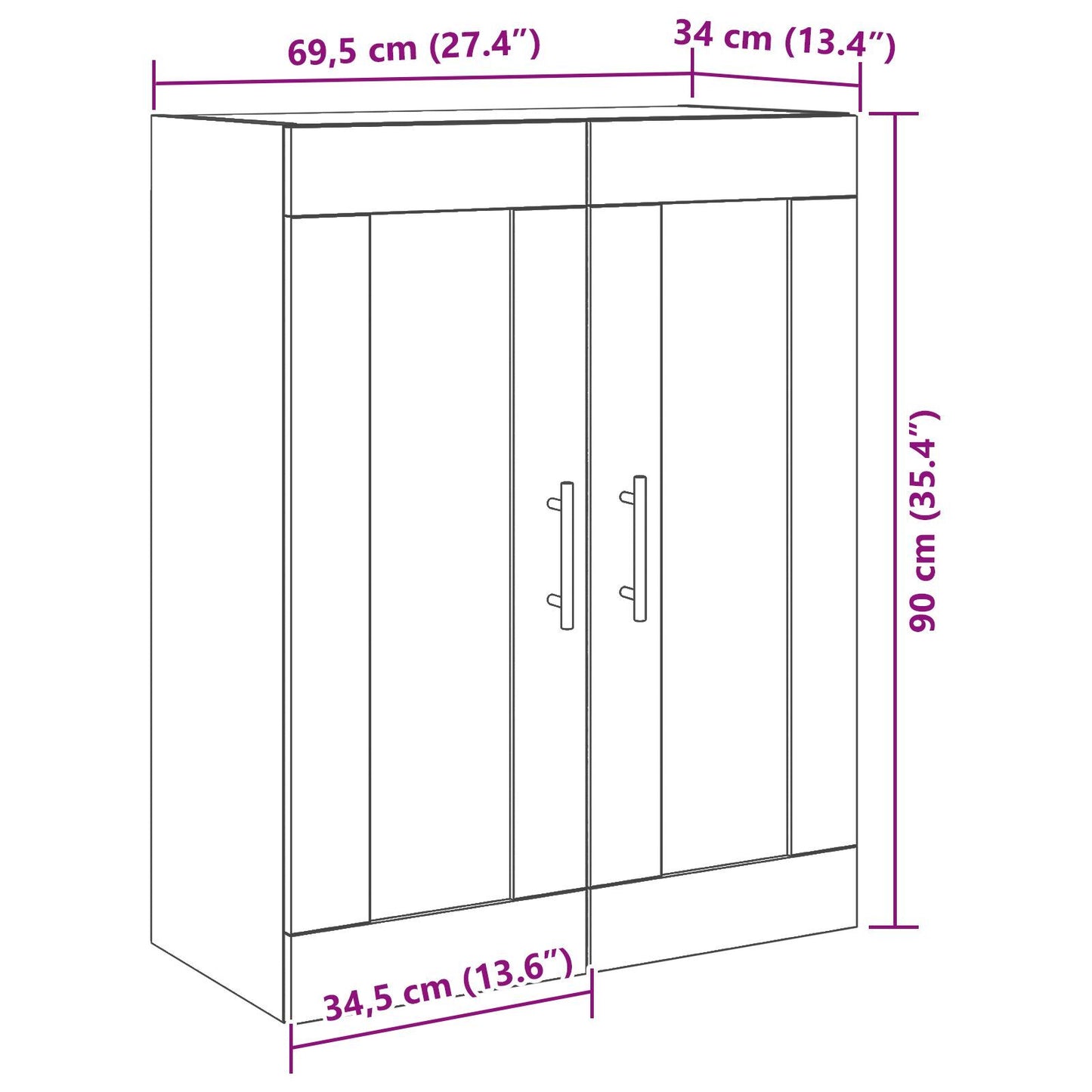 Wall-mounted Cabinet Wall-mounted Black oak 69.5 x 34 x 90 cm